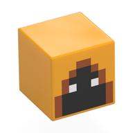 Minifig Head Special, Cube with Shadow Hoodie, Black Face, Medium Nougat Hood Bright Light Orange