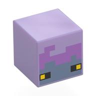 Minifig Head Special, Cube with Breeze, Medium Lavender/Sand Blue Face, Yellow Eyes print Lavendel