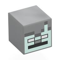 Minifig Head Special, Cube with Pixelated Light Aqua Face, White Eyes, Black Mouth print Hellblaugrau