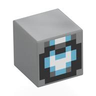 Minifig Head Special, Cube with White/Medium Azure Face, Black Cirle print Light Bluish Gray
