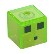 Minifig Head Special, Cube with Slime, 3 Dark Green Squares Print