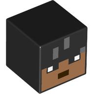 Minifig Head Special, Cube, Pixelated Nougat Face, Black Eyes Print Black