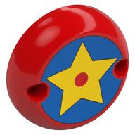 Dome Hemisphere 7 × 7 with 2 Pin Holes, Yellow Star on Blue Background Print Rot
