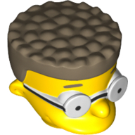 Minifig Head Special, Simpsons, Waylon Smithers with Glasses and Dark Tan Hair Print Gelb