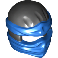Wrap with Short Back Knot, Blue Pattern Black