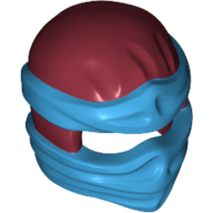 Wrap with Short Back Knot, Dark Azure Pattern Dark Red