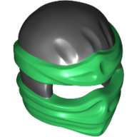 Wrap with Short Back Knot, Green Pattern Black