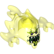 Creature, Ghost, Skreemer Mask with Mouth Open with Pointed Teeth and Green Tongue Print in Transparent-Neongrün