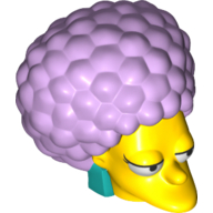 Minifig Head Special, Simpsons, Patty with Dark Turquoise Earrings and Lavender Hair Print Gelb