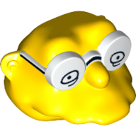 Minifig Head Special, Simpsons, Hans Moleman with White Glasses with Eyes Print Yellow