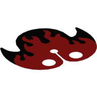 Neckwear Cape Collar, Rounded with 2 Points with Flames on Black Background Print Dunkelrot