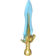Weapon Sword with Trans-Blue Blade Pattern in Pearl Gold