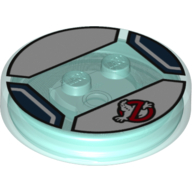 Function Brick Round 4 × 4 × 2/3 with 2 Studs and Ghostbusters Logo print Trans-Light Blue