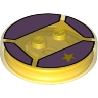 Function Brick Round 4 × 4 × 2/3 with 2 Studs and Yellow Star on Medium Lavender Background print Trans-Yellow
