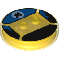 Function Brick Round 4 × 4 × 2/3 with 2 Studs and Bicycle Silhouette over Moon in Blue Sky print Trans-Yellow