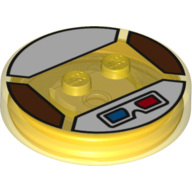 Function Brick Round 4 × 4 × 2/3 with 2 Studs and 3D Glasses Print Transparent-Gelb
