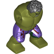 Body Giant, Hulk with Messy Hair and Dark Purple Pants with Dark Red Print Olivgrün