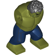Body Giant, Hulk with Messy Hair and Dark Blue Pants with Black Print Olive Green