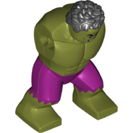 Body Giant, Hulk with Messy Hair with Magenta Pants Print Olive Green