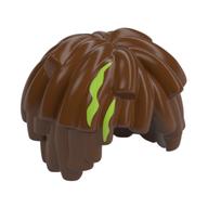 Hair Short Long Curls / Mop Top with Lime Splotch print Reddish Brown