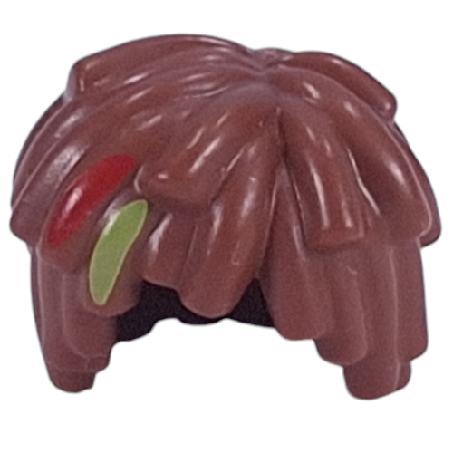 Hair Short Long Curls / Mop Top with Red/Lime Splotch print Reddish Brown