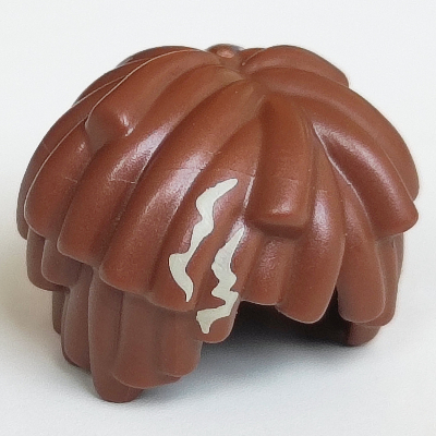 Hair Short Long Curls / Mop Top with Dark Tan Splotch Print Reddish Brown