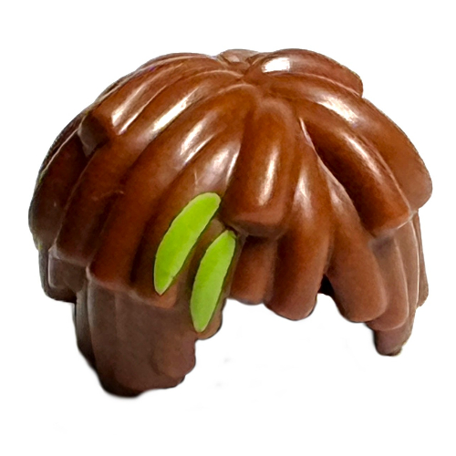 Hair Short Long Curls / Mop Top with Thick Lime Splotch print Reddish Brown