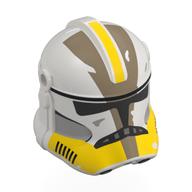 Helmet Clone Trooper Phase 2, Closed Front, Holes for Visor with Yellow, Dark Tan Markings print White