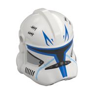 Helmet Clone Trooper Phase 2, Closed Front, Holes for Visor with Blue Markings, Black Score Marks print (Captain Rex) Weiß