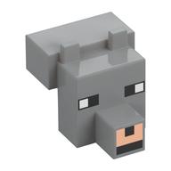 Animal Body Part, Head Blocky with Pixelated Face with Thin Eyes Print (Wolf) Hellblaugrau