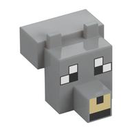 Animal Body Part, Head Blocky with Pixelated Face, Tan Nose Print (Wolf) Hellblaugrau