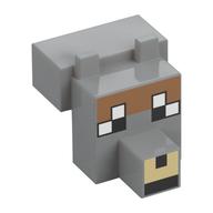 Animal Body Part, Head Blocky with Pixelated Face, Tan Nose, Nougat Forehead Print Hellblaugrau