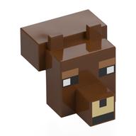 Animal Body Part, Head Blocky with Black/White Eyes, Medium Nougat Eyebrows, Tan Nose print Reddish Brown
