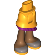 Minidoll Hips and Asymmetrical Layered Skirt with Medium Lavender Ruffle, Medium Nougat Legs and Silver Shoes Print Bright Light Orange