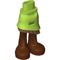 Minidoll Hips and Asymmetrical Layered Skirt with Copper Ruffle, Long Reddish Brown Boots with Copper Print Lime
