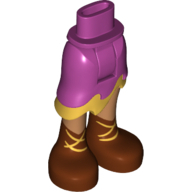 Minidoll Hips and Asymmetrical Skirt with Wave Hem Gold with Medium Nougat Legs and Reddish Brown Boots with Gold Laces Print Magenta