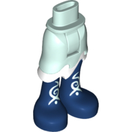 Minidoll Hips and Asymmetrical Skirt with Wave Hem White with Dark Blue Long Boots with White Laces Print Hellaqua
