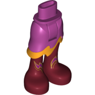 Minidoll Hips and Asymmetrical Skirt with Wave Hem Medium Orange with Dark Red Boots with Purple Flames Print Magenta
