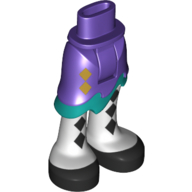 Minidoll Hips and Asymmetrical Skirt with Wave Hem Dark Turquoise with White Legs, Black Shoes Print Dark Purple