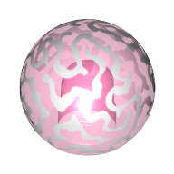 Ball with Stud Hole and White Brain Print (Finial Round) Trans-Dark Pink