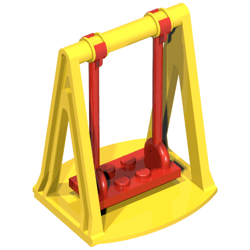 Fabuland, Swing Base with Red Seat [Complete Assembly] Gelb