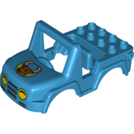 Duplo Off Road Vehicle Top - Headlights on Front and Deer Print on Hood/Bonnet Dark Azure