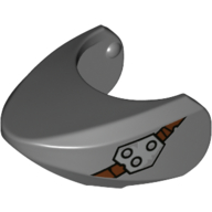 Animal Body Part, Shark Head with Rounded Nose with Metal Patch Print Dark Bluish Gray