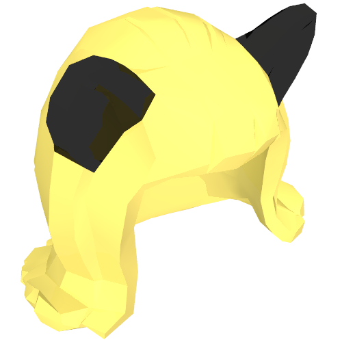 Hair Mid-Length Flipped Ends, Short Bangs, and Cat Ears Black Print Bright Light Yellow