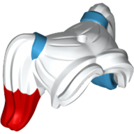 Hair Pigtails High, Long Bangs, Hole on Top, Medium Blue Hair Ties, Red?Blue Painted Tails White