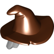 Hair and Hat, Floppy Witch Hat with Light Bluish Gray Hair Print Reddish Brown