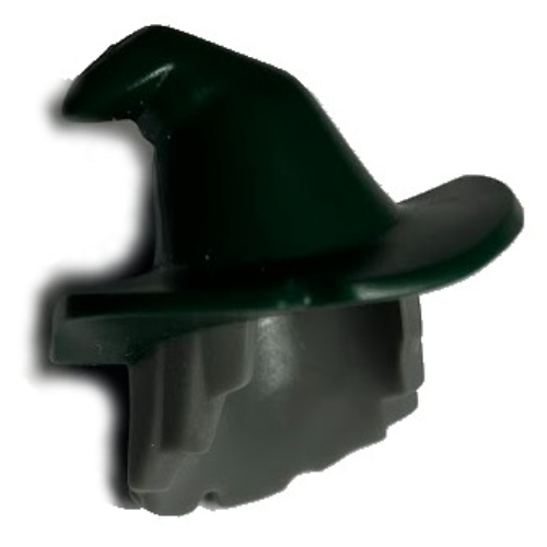 Hair and Hat, Floppy Witch Hat with Dark Bluish Gray Hair Print Dunkelgrün