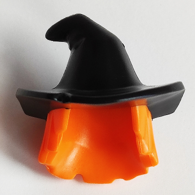 Hair and Hat, Floppy Witch Hat with Orange Hair Print Black