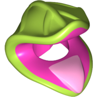 Costume / Mask, Venus Fly Trap with Lime Leaves and Bright Pink Tongue Print Limette