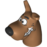 Animal Body Part, Dog Head Great Dane with Scooby-Doo with Mouth Open at Side and Chattering Teeth Print Medium Nougat